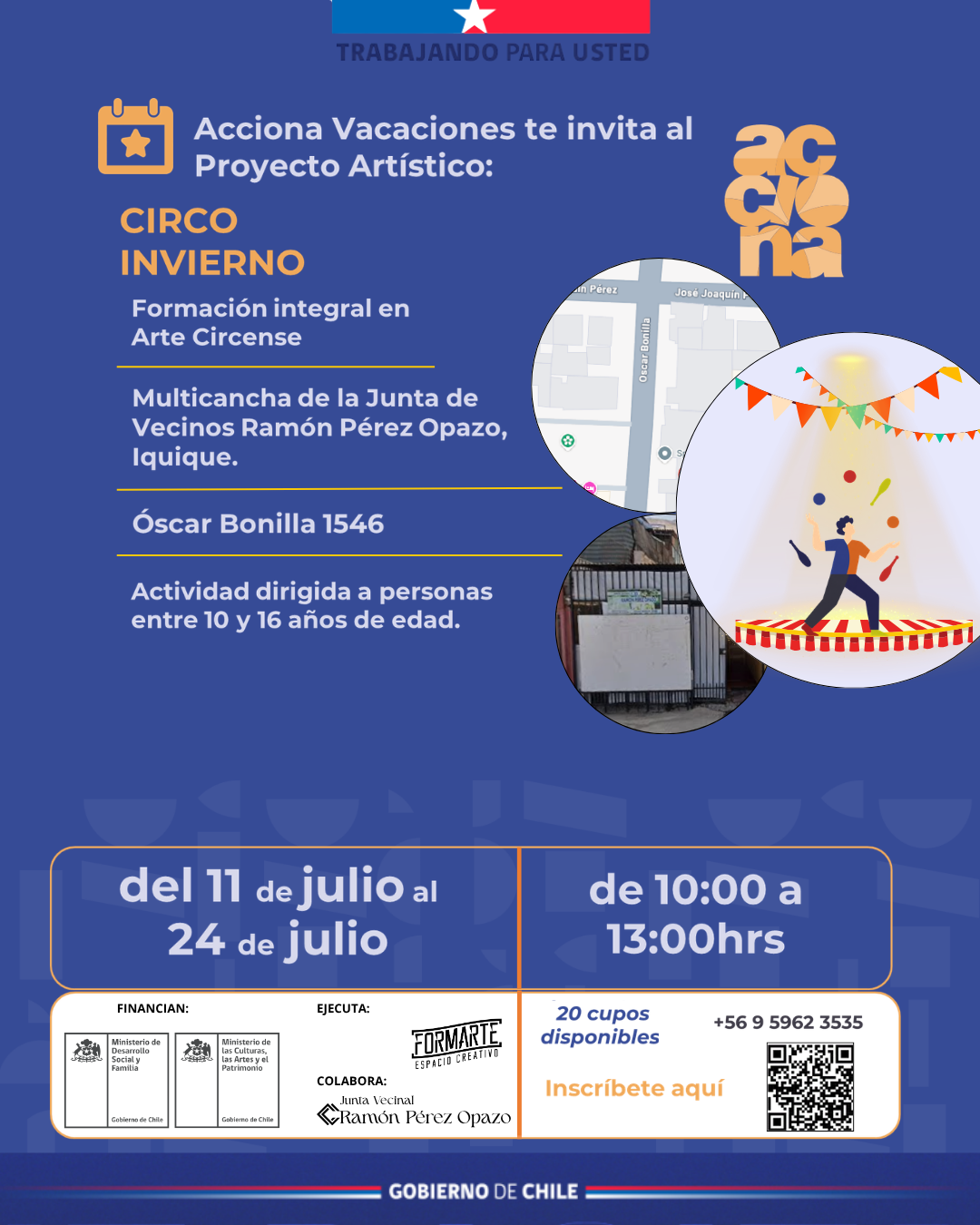 Taller "Circo Invierno" en la JJ.VV. Ramón Pérez Opazo, Iquique